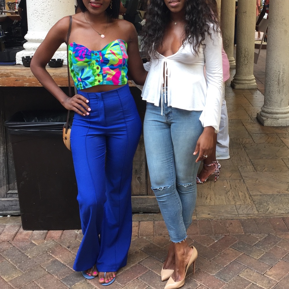 Blue wide legged pants
